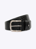 Basket Weave Embossed Full Grain Leather Belt