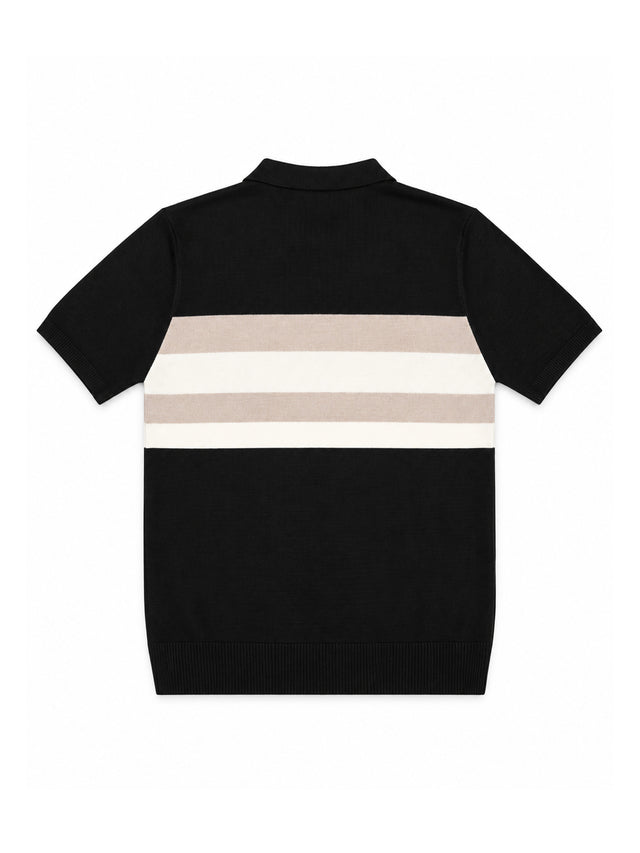 Contrast Stripe Zip Knit Regular Fit Polo Shirt
