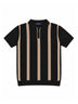Black Contrast Stripe Geometric Knit Polo Shirt