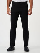 Smart Casual Black Cotton Blend Slim Fit Chinos