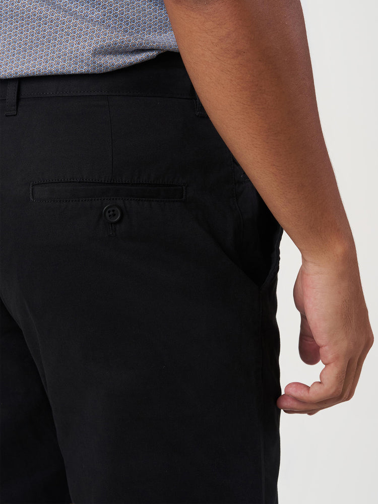 Smart Casual Black Cotton Stretch Slim Fit Chinos