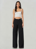 Black Cotton Blend Oversized Wide Leg Jeans