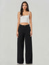 Black Cotton Blend Oversized Wide Leg Jeans