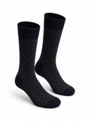 Black & Dark Blue Bamboo Cotton Crew Socks
