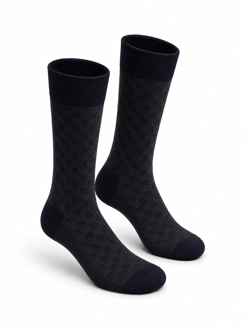 Black & Dark Blue Bamboo Cotton Crew Socks