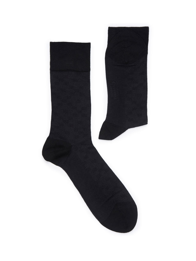 Black & Dark Blue Bamboo Cotton Crew Socks