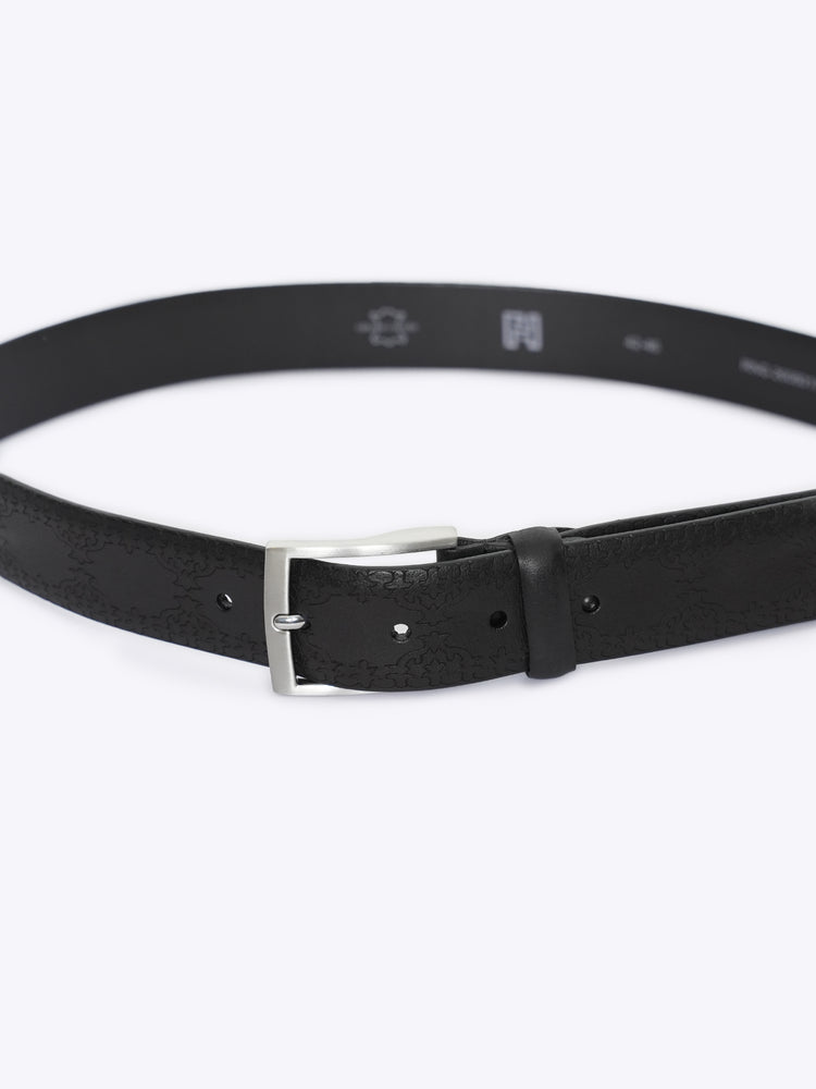 Floral Embossed Full Grain Leather Belt
