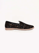 Black Floral Embroidered Ethnic Slip-On Shoes
