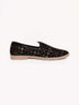 Black Floral Embroidered Ethnic Slip-On Shoes