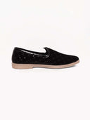 Black Floral Embroidered Ethnic Slip-On Shoes
