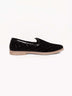 Black Floral Embroidered Ethnic Slip-On Shoes