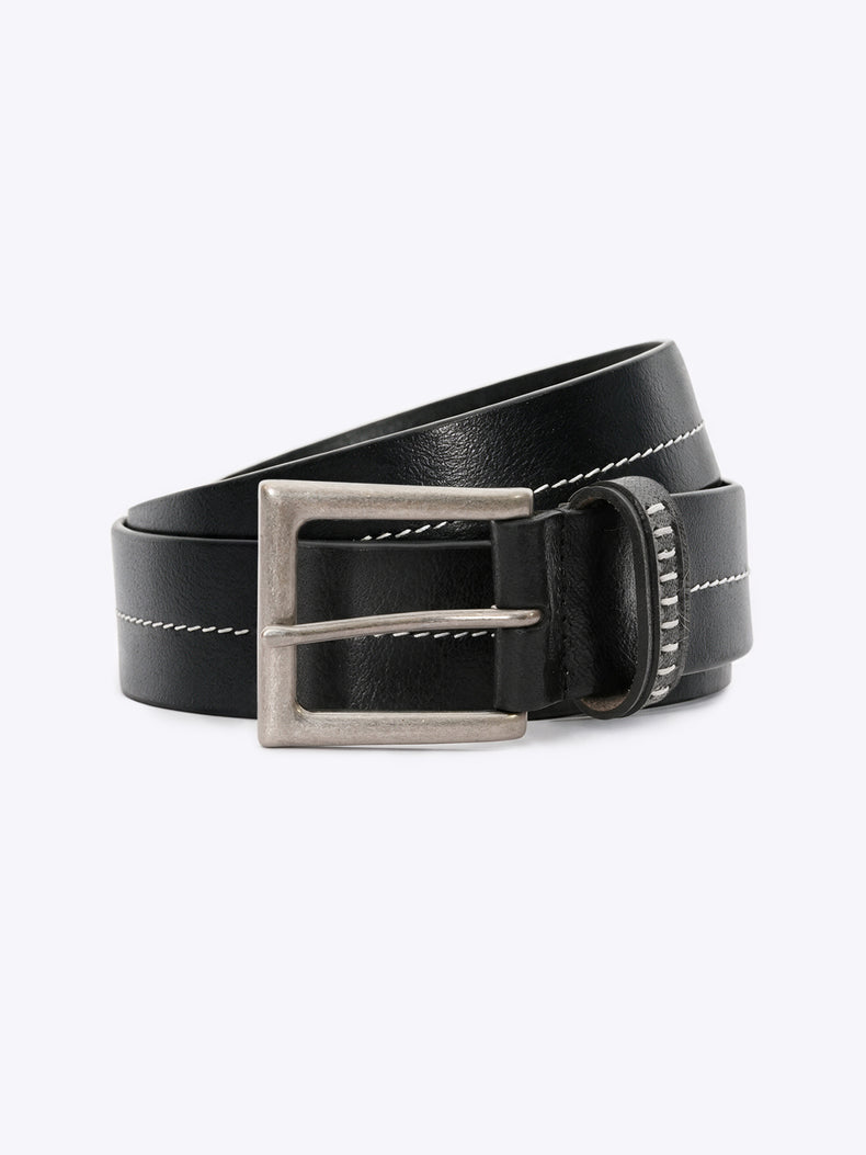 Full Grain Leather Casual Belt with Nickel Buckle