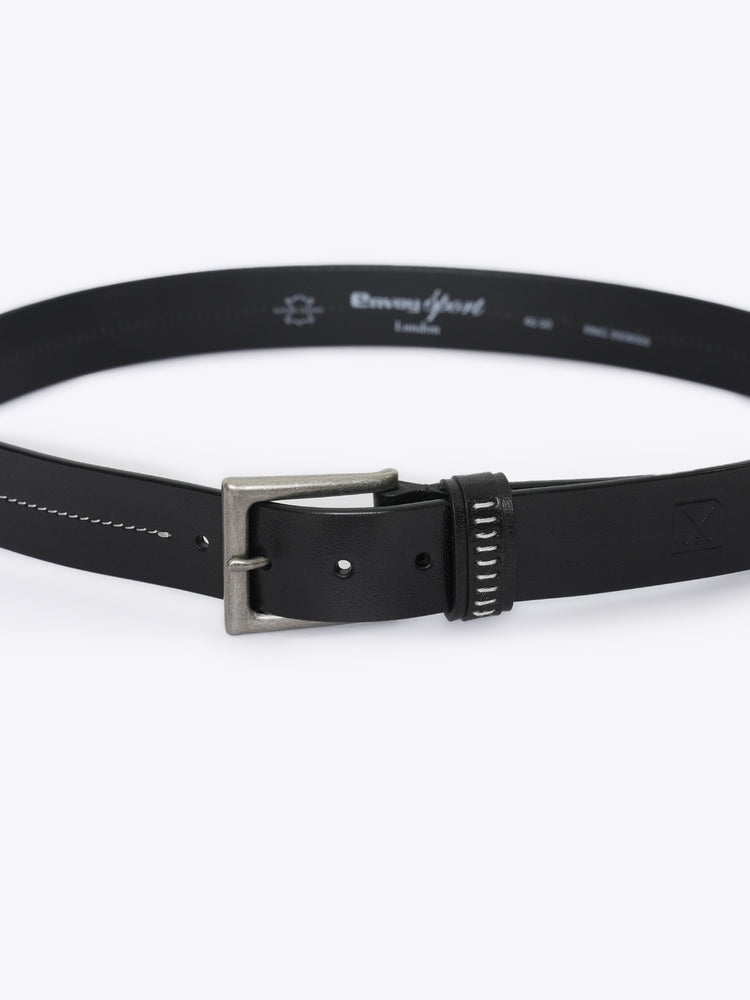 Full Grain Leather Casual Belt with Nickel Buckle