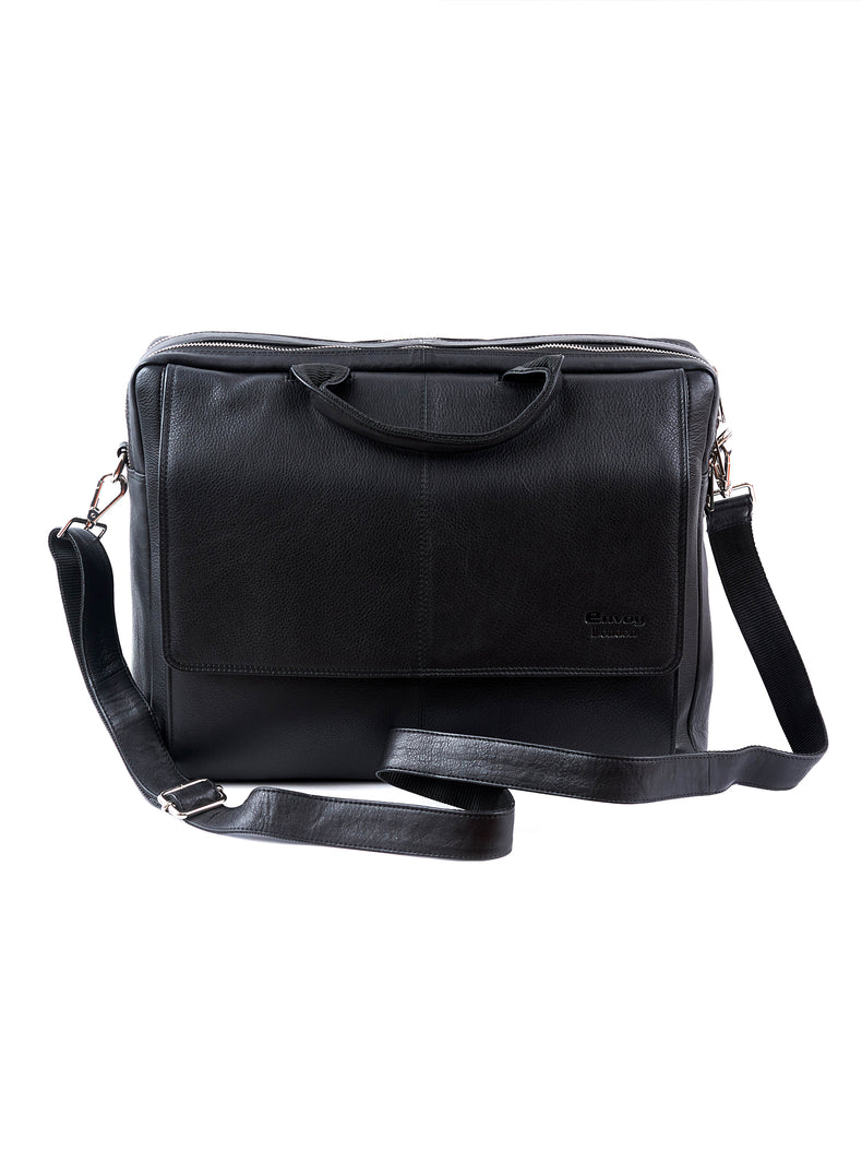 Black Full-Grain Leather Laptop Bag