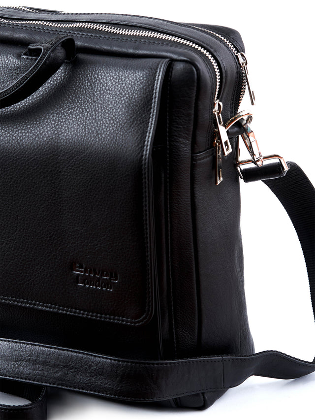 Black Full-Grain Leather Laptop Bag