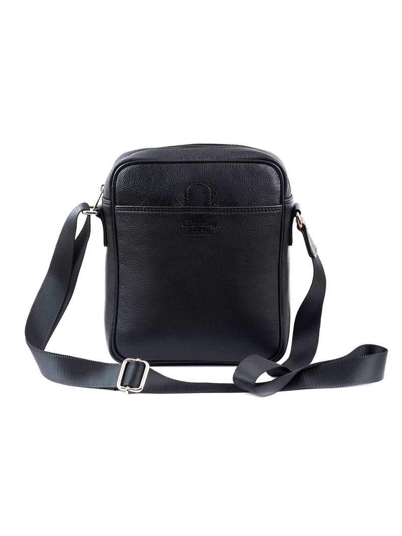 Black Full-Grain Leather Side Bag