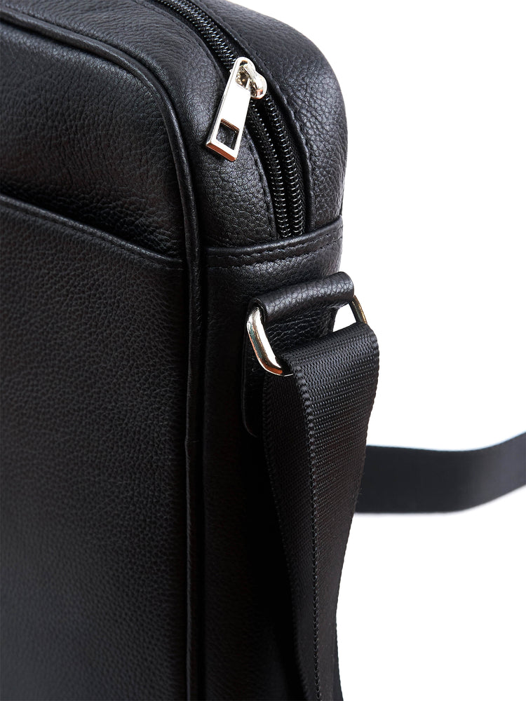 Black Full-Grain Leather Side Bag