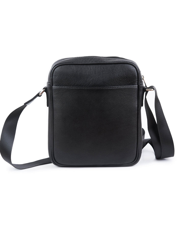 Black Full-Grain Leather Side Bag