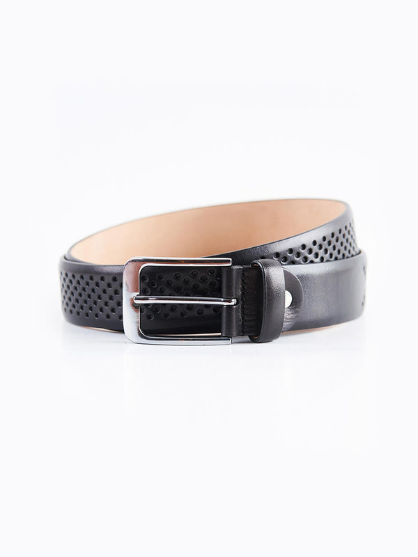 Black Full Grain Leather Casual Belt