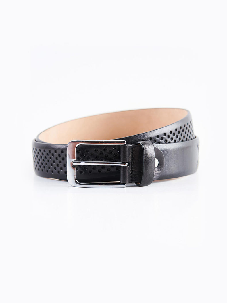 Black Full Grain Leather Casual Belt