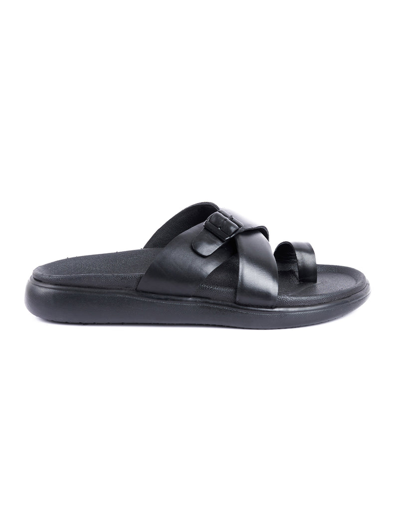 Genuine Leather Double Strap Slipper