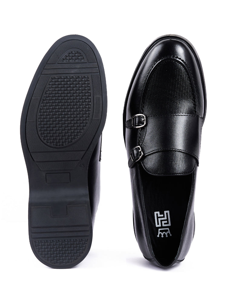 Genuine Leather Double Monk Slip-On Shoes