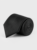 Black Geometric Matte Finish Microfiber Necktie