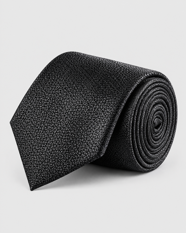 Black Jacquard Matte Finish Microfiber Necktie