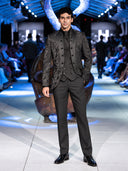 Black Jacquard Slim Fit Ceremonial Suit