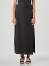 Black Linen Side-Slit Maxi Skirt