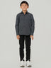 Black Micro Printed Regular Fit Long Sleeve Shirt