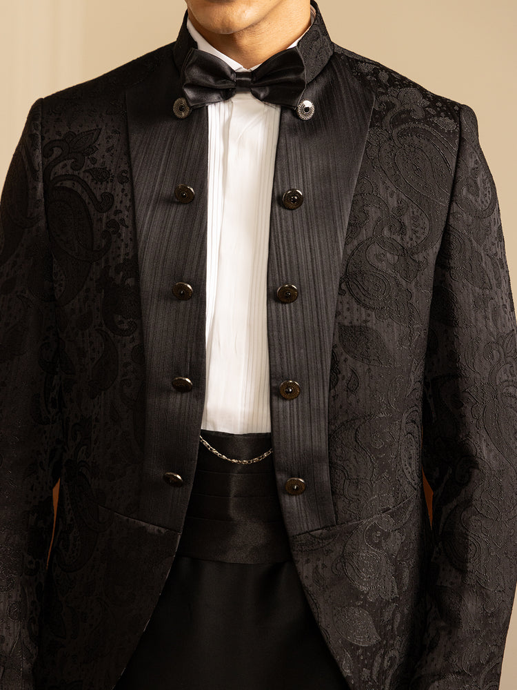 Black Paisley Jacquard Slim Fit Ceremonial Suit
