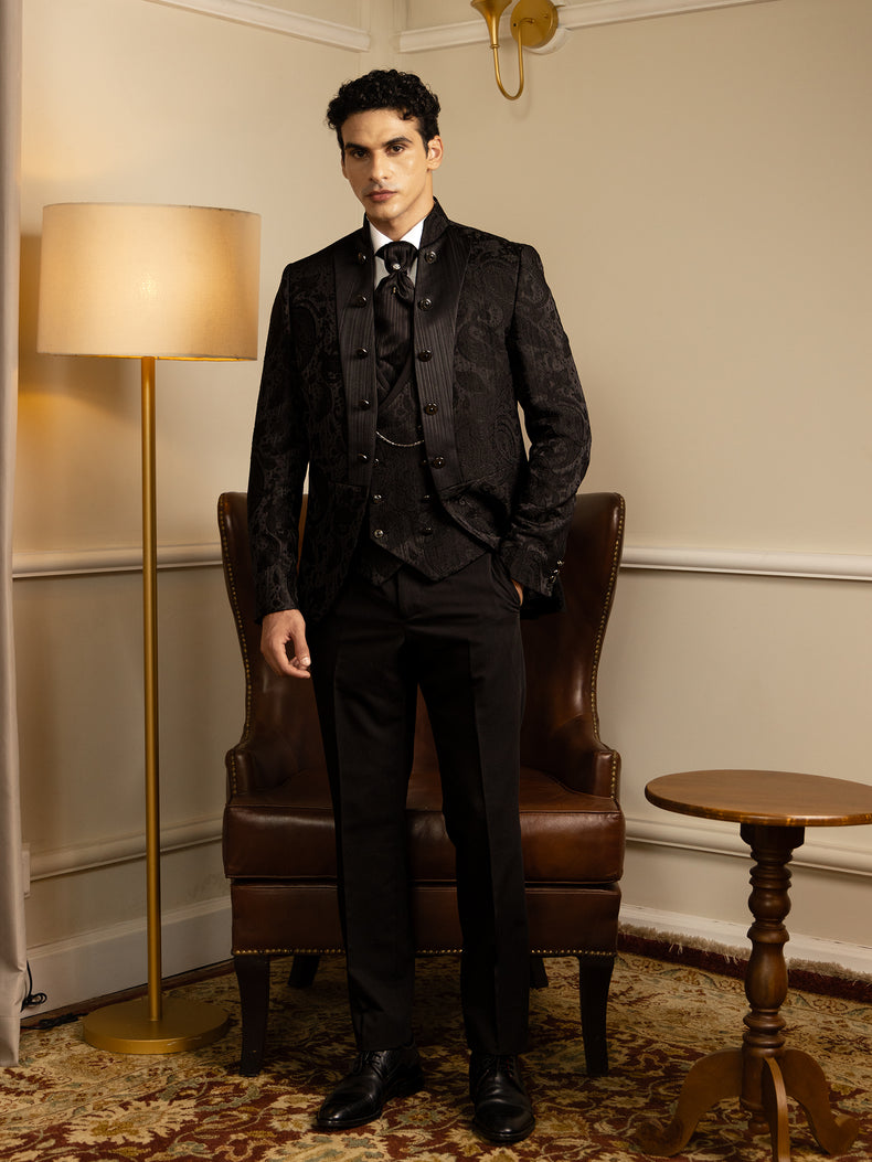 Black Paisley Jacquard Slim Fit Ceremonial Suit