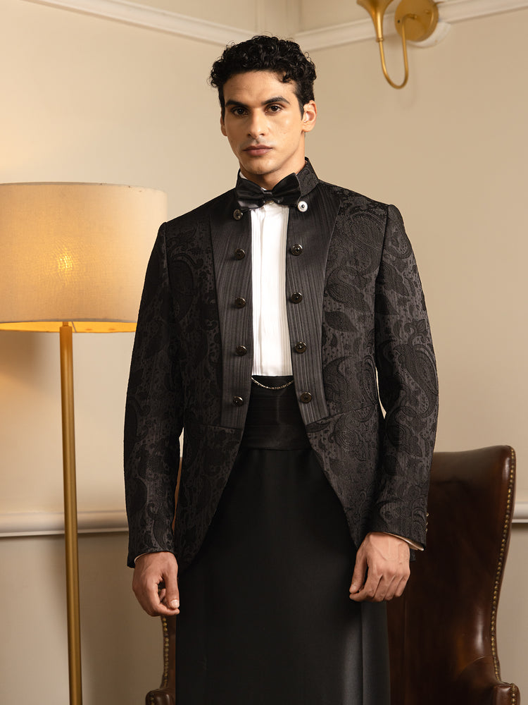 Black Paisley Jacquard Slim Fit Ceremonial Suit