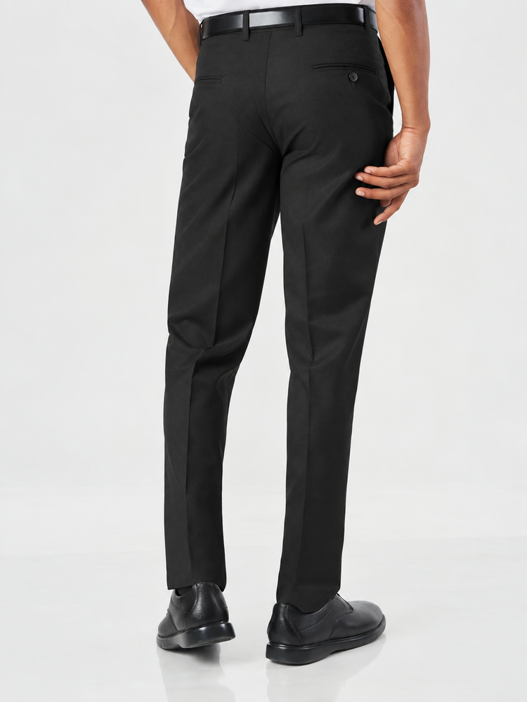 Black Polyester Viscose Regular Fit Trousers