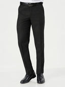 Black Polyester Viscose Regular Fit Trousers