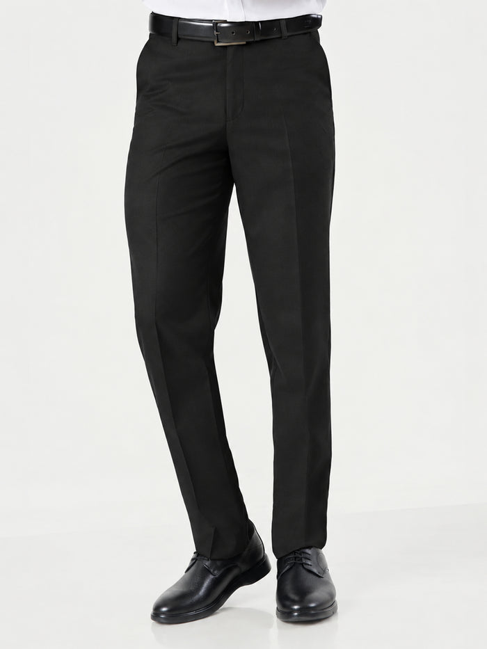 Black Polyester Viscose Regular Fit Trousers