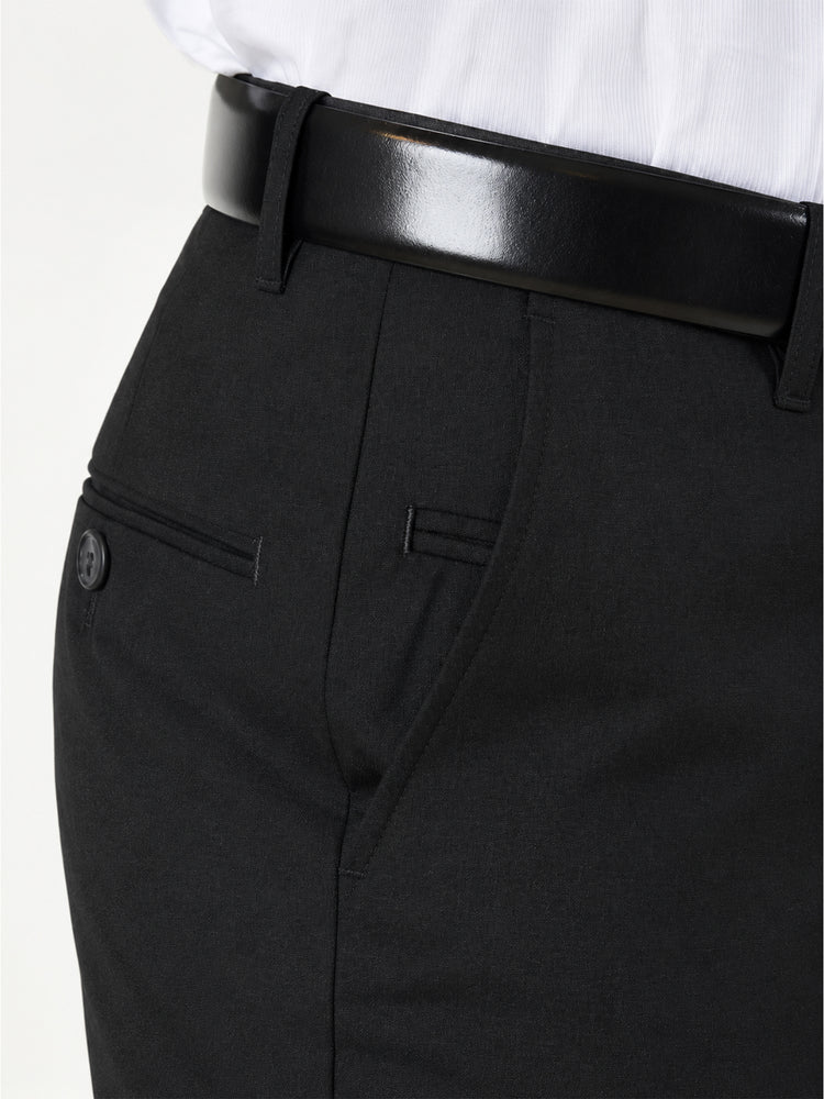 Black Polyester Viscose Regular Fit Trousers