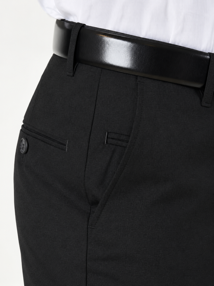 Black Polyester Viscose Regular Fit Trousers