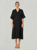 Black Relaxed Fit Midi Shirt Dress