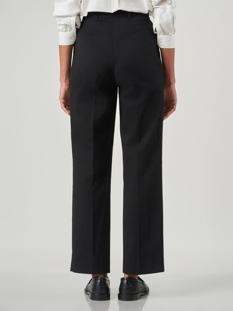 Black Regular Fit Formal Cotton Lycra Trousers