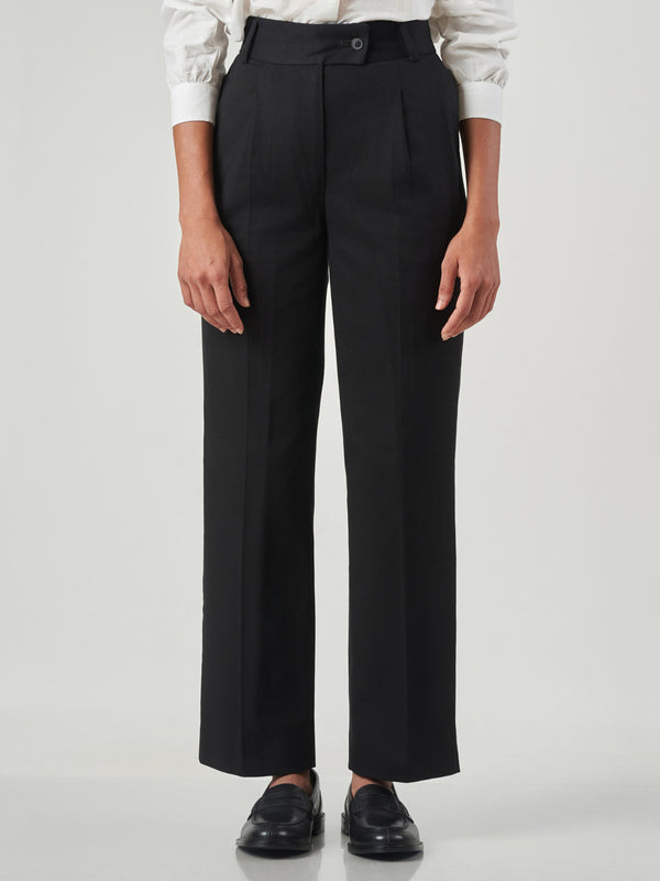 Black Regular Fit Formal Cotton Lycra Trousers