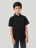 Black Solid Cotton Regular Fit Polo T-Shirt