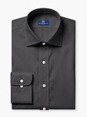Black Solid Cotton Twill Custom Shirt