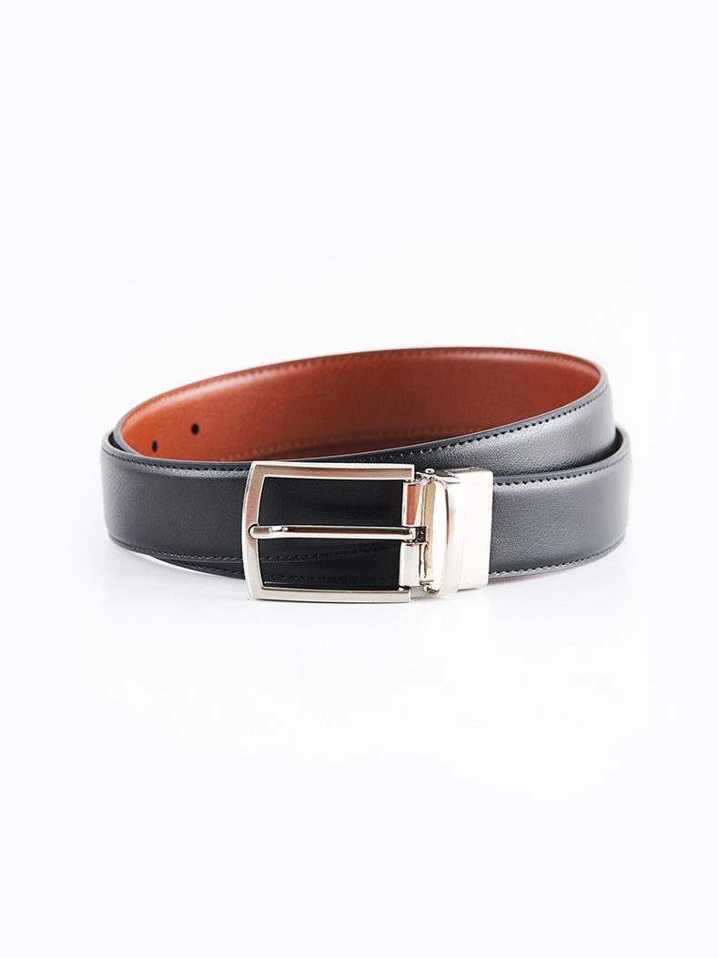 Black Tan Reversible Leather Belt