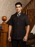 Black Textured Tailored Fit Safari Jacket