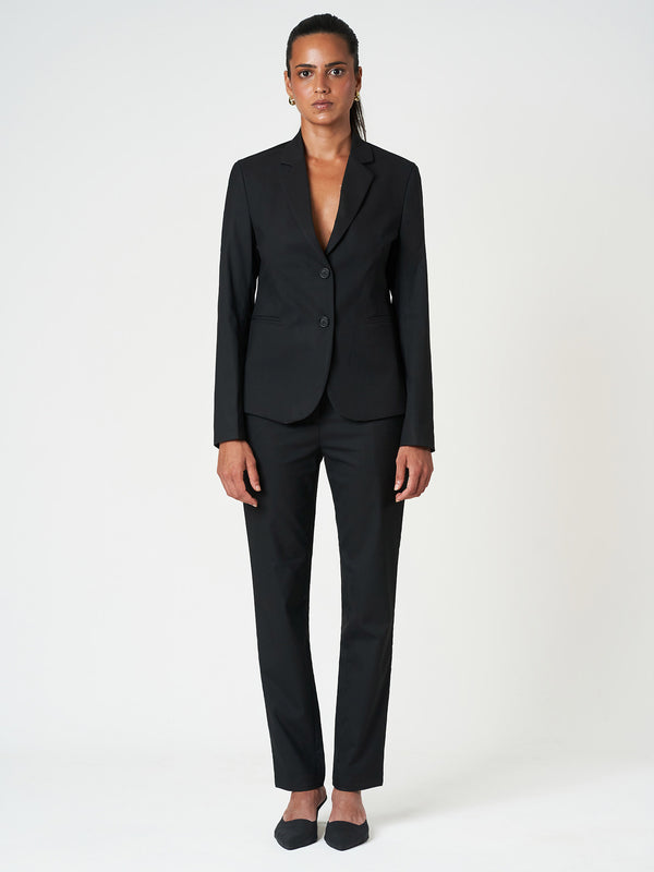 Black Regular Fit Formal Suit Set with Straight-Leg Trousers