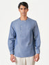 Blue Plain Cotton Casual Kurtha