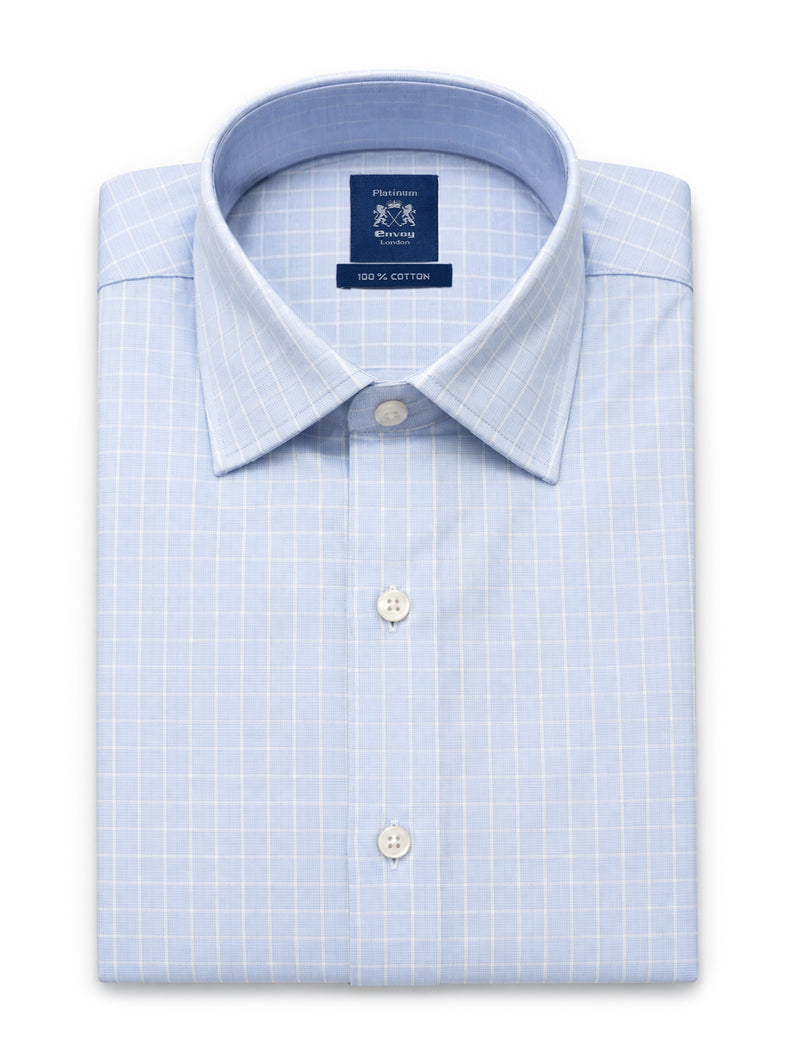 Blue Checked Cotton Regular Fit Shirt