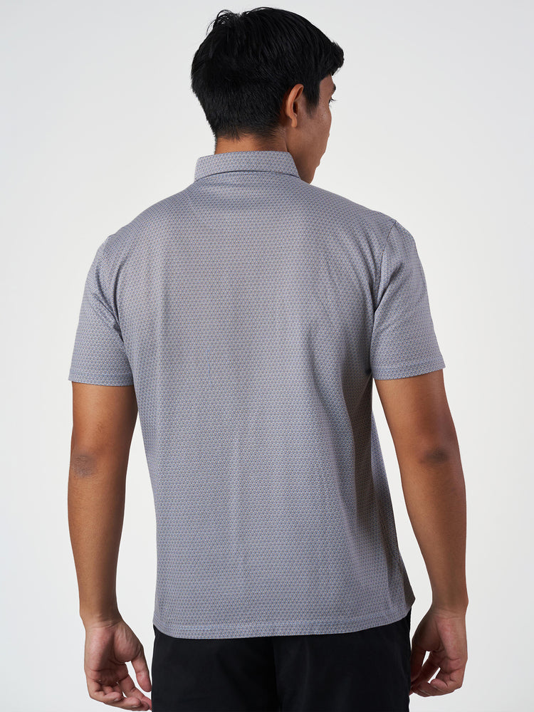 Blue Cotton Design Polo T-Shirt
